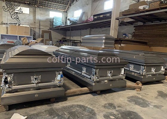 Metal Stainless Steel Casket Customizable Interior For Funeral Handle