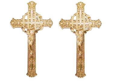 Gold Color Casket Crucifix  Size 29 × 16 Cm Gild Funeral Casket Fitting
